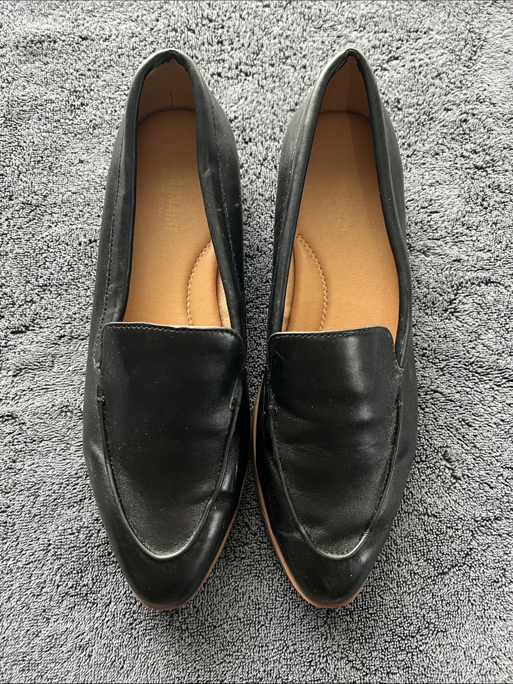 Black Leather Slip-On Loafers for Women